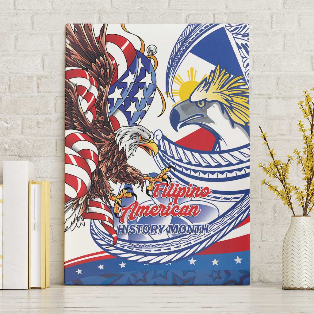 Filipino American History Month Canvas Wall Art Philippines Agila USA Eagle Mix Flag LT14 Without Frame Blue - Polynesian Pride