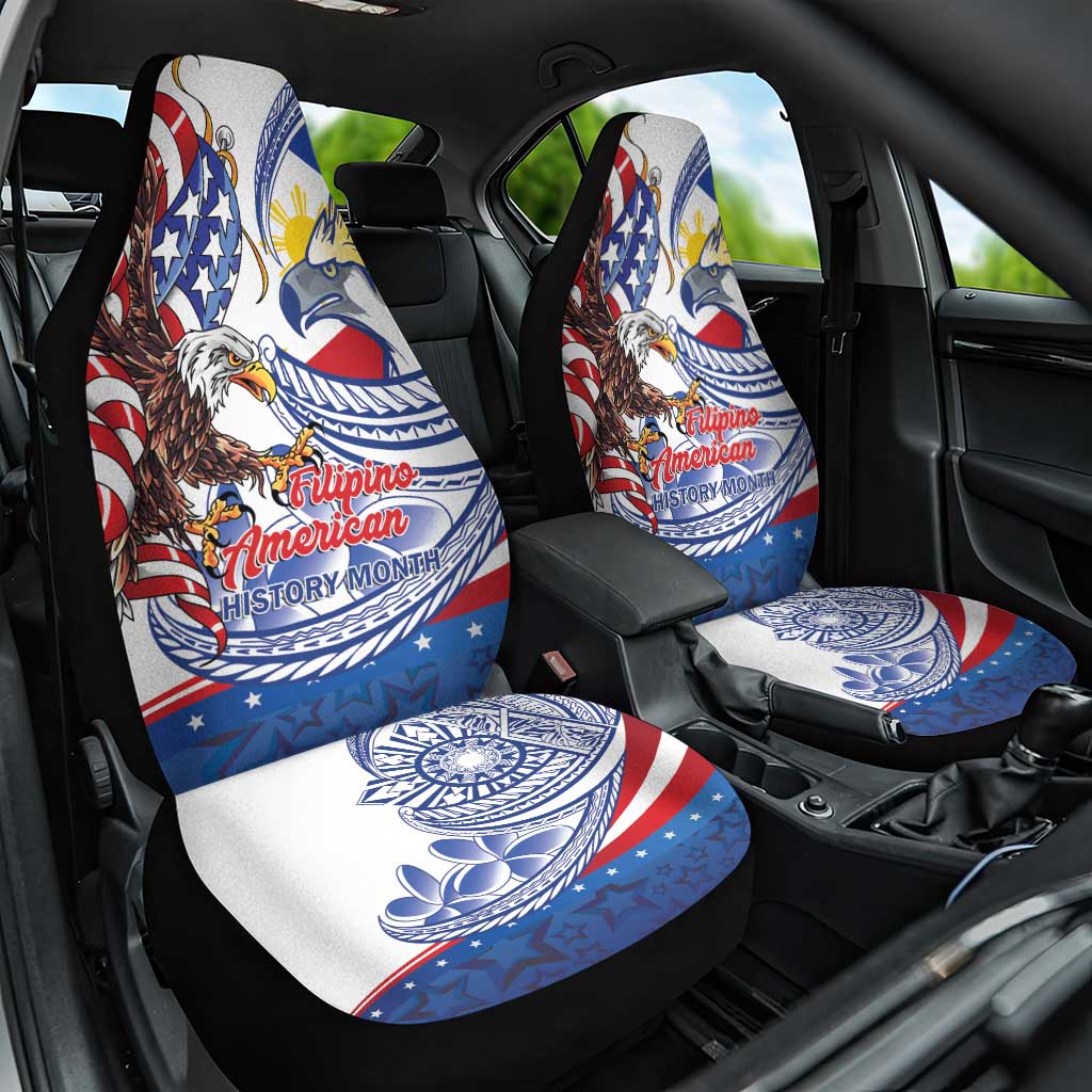 Filipino American History Month Car Seat Cover Philippines Agila USA Eagle Mix Flag LT14 One Size Blue - Polynesian Pride