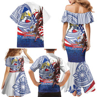 Filipino American History Month Family Matching Mermaid Dress and Hawaiian Shirt Philippines Agila USA Eagle Mix Flag