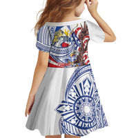 Filipino American History Month Family Matching Off The Shoulder Long Sleeve Dress and Hawaiian Shirt Philippines Agila USA Eagle Mix Flag