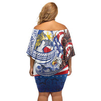Filipino American History Month Family Matching Off Shoulder Short Dress and Hawaiian Shirt Philippines Agila USA Eagle Mix Flag