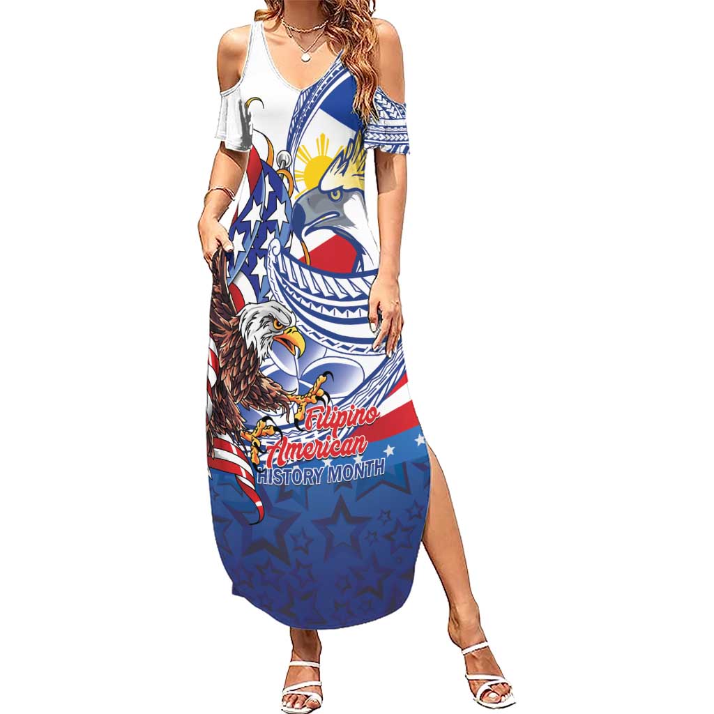 Filipino American History Month Family Matching Summer Maxi Dress and Hawaiian Shirt Philippines Agila USA Eagle Mix Flag