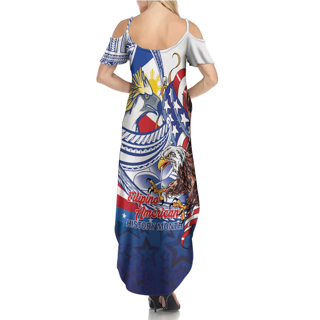 Filipino American History Month Family Matching Summer Maxi Dress and Hawaiian Shirt Philippines Agila USA Eagle Mix Flag