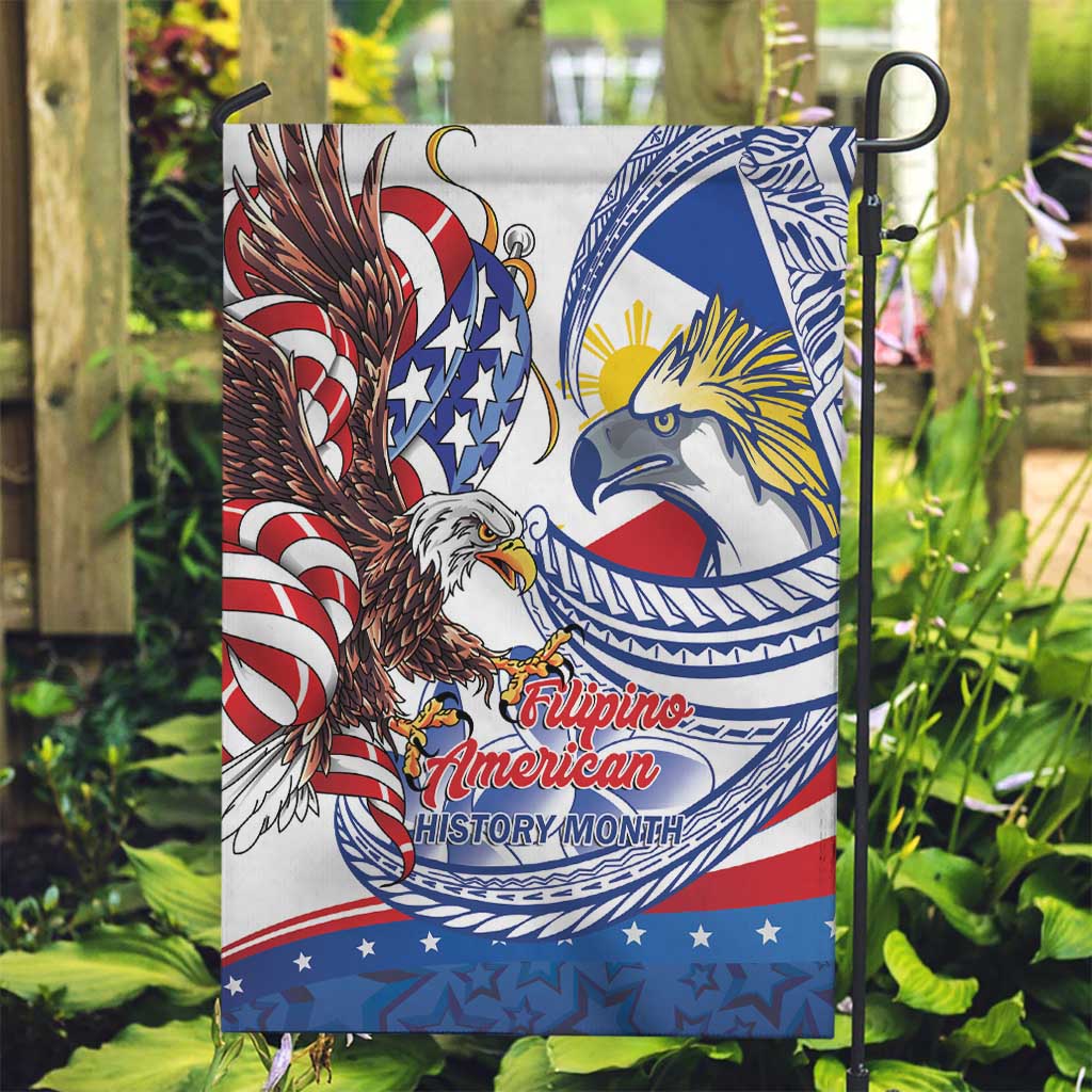 Filipino American History Month Garden Flag Philippines Agila USA Eagle Mix Flag LT14 Garden Flag Blue - Polynesian Pride