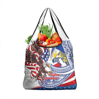 Filipino American History Month Grocery Bag Philippines Agila USA Eagle Mix Flag LT14 1-pack One Size Blue - Polynesian Pride