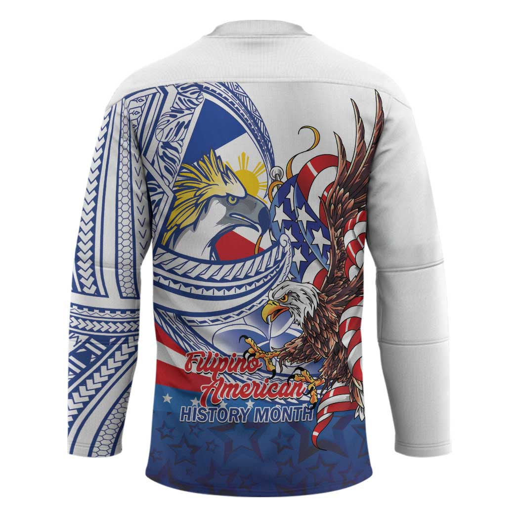 Filipino American History Month Hockey Jersey Philippines Agila USA Eagle Mix Flag LT14 - Polynesian Pride