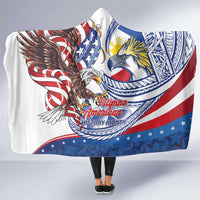 Filipino American History Month Hooded Blanket Philippines Agila USA Eagle Mix Flag LT14 One Size Blue - Polynesian Pride