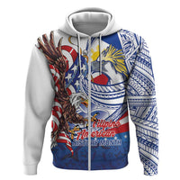 Filipino American History Month Hoodie Philippines Agila USA Eagle Mix Flag LT14 Zip Hoodie Blue - Polynesian Pride