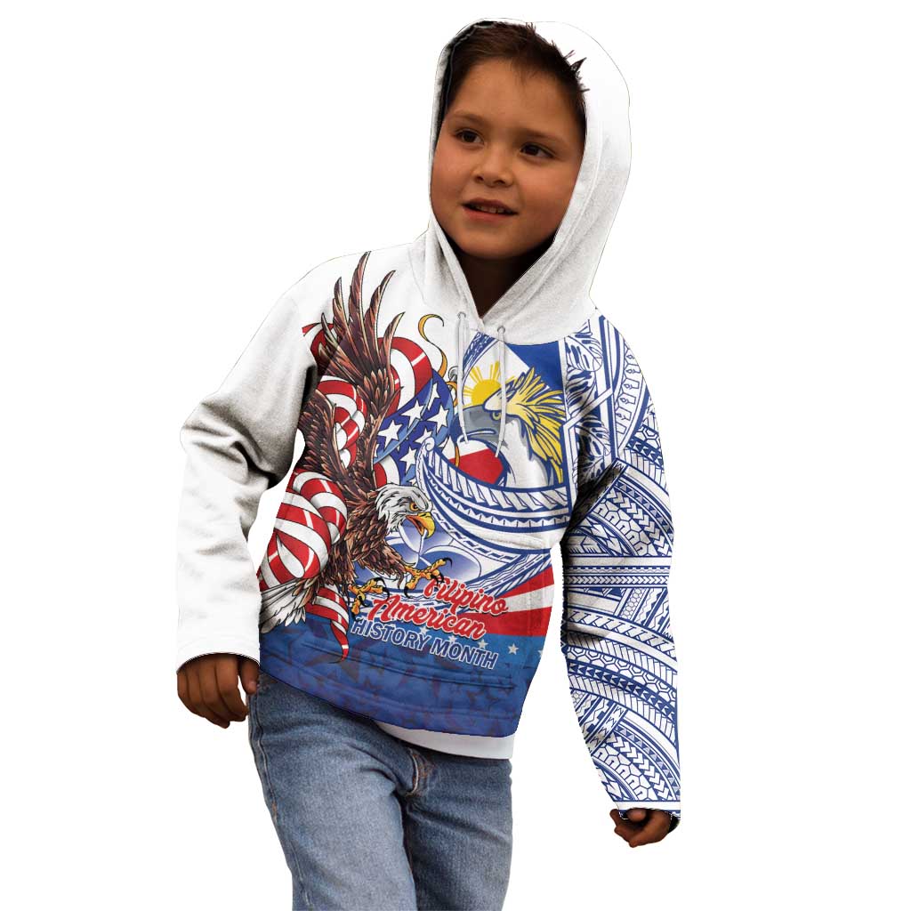 Filipino American History Month Kid Hoodie Philippines Agila USA Eagle Mix Flag LT14 - Polynesian Pride