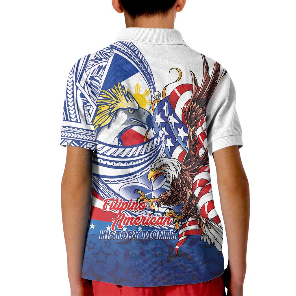 Filipino American History Month Kid Polo Shirt Philippines Agila USA Eagle Mix Flag LT14 - Polynesian Pride