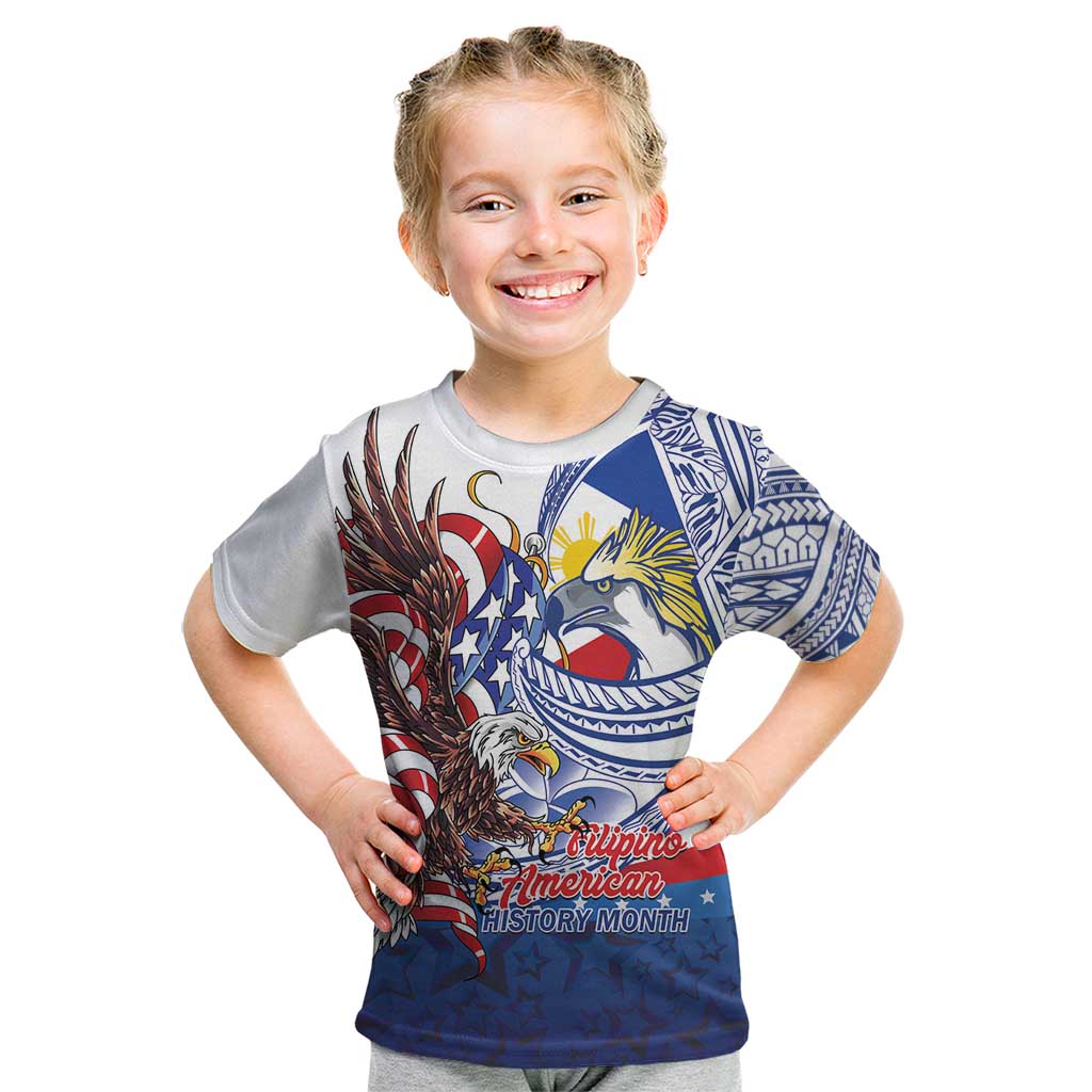 Filipino American History Month Kid T Shirt Philippines Agila USA Eagle Mix Flag LT14 Blue - Polynesian Pride