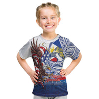 Filipino American History Month Kid T Shirt Philippines Agila USA Eagle Mix Flag LT14 Blue - Polynesian Pride