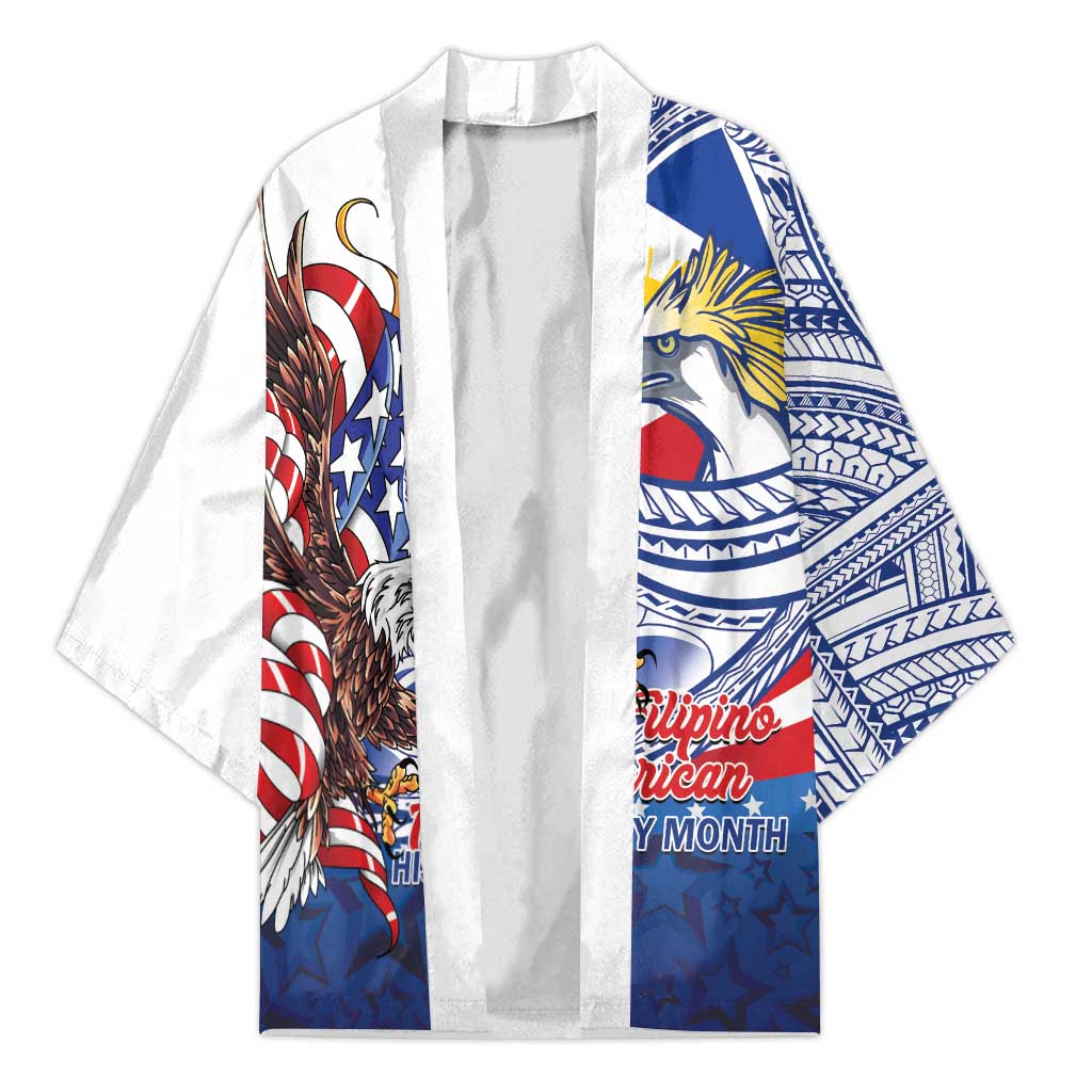 Filipino American History Month Kimono Philippines Agila USA Eagle Mix Flag LT14 Unisex Blue - Polynesian Pride