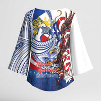 Filipino American History Month Kimono Sleeve Blouse Philippines Agila USA Eagle Mix Flag LT14 - Polynesian Pride
