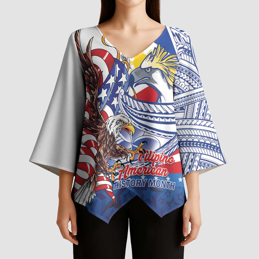 Filipino American History Month Kimono Sleeve Blouse Philippines Agila USA Eagle Mix Flag LT14 - Polynesian Pride