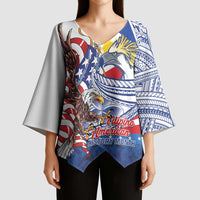 Filipino American History Month Kimono Sleeve Blouse Philippines Agila USA Eagle Mix Flag LT14 - Polynesian Pride