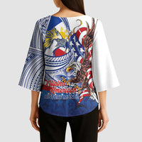 Filipino American History Month Kimono Sleeve Blouse Philippines Agila USA Eagle Mix Flag LT14 - Polynesian Pride