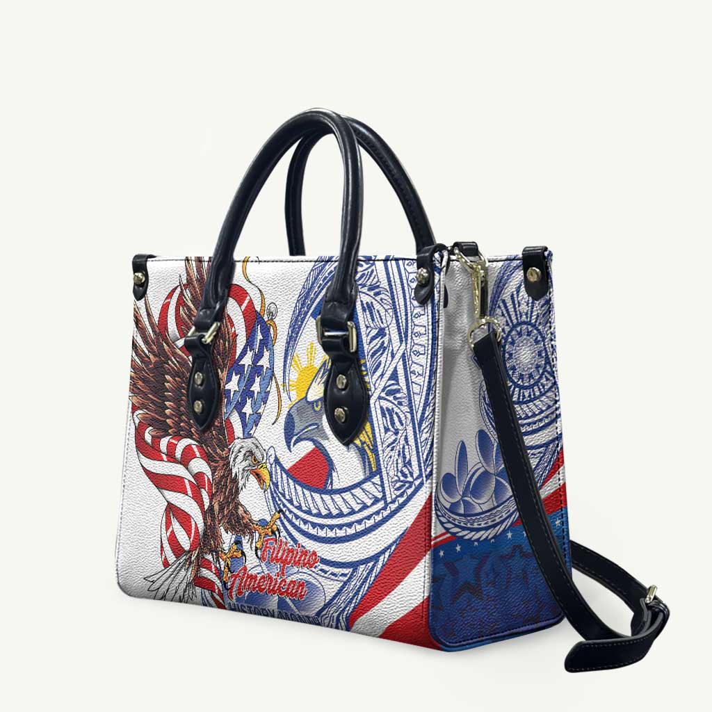 Filipino American History Month Leather Bag Philippines Agila USA Eagle Mix Flag LT14 Blue - Polynesian Pride