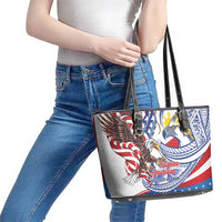 Filipino American History Month Leather Tote Bag Philippines Agila USA Eagle Mix Flag LT14 - Polynesian Pride
