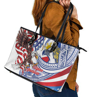 Filipino American History Month Leather Tote Bag Philippines Agila USA Eagle Mix Flag LT14 - Polynesian Pride
