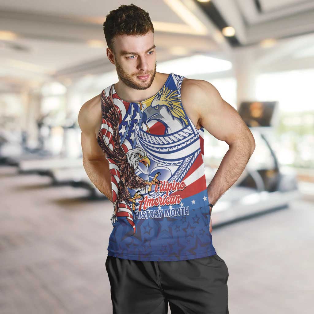 Filipino American History Month Men Tank Top Philippines Agila USA Eagle Mix Flag LT14 Blue - Polynesian Pride