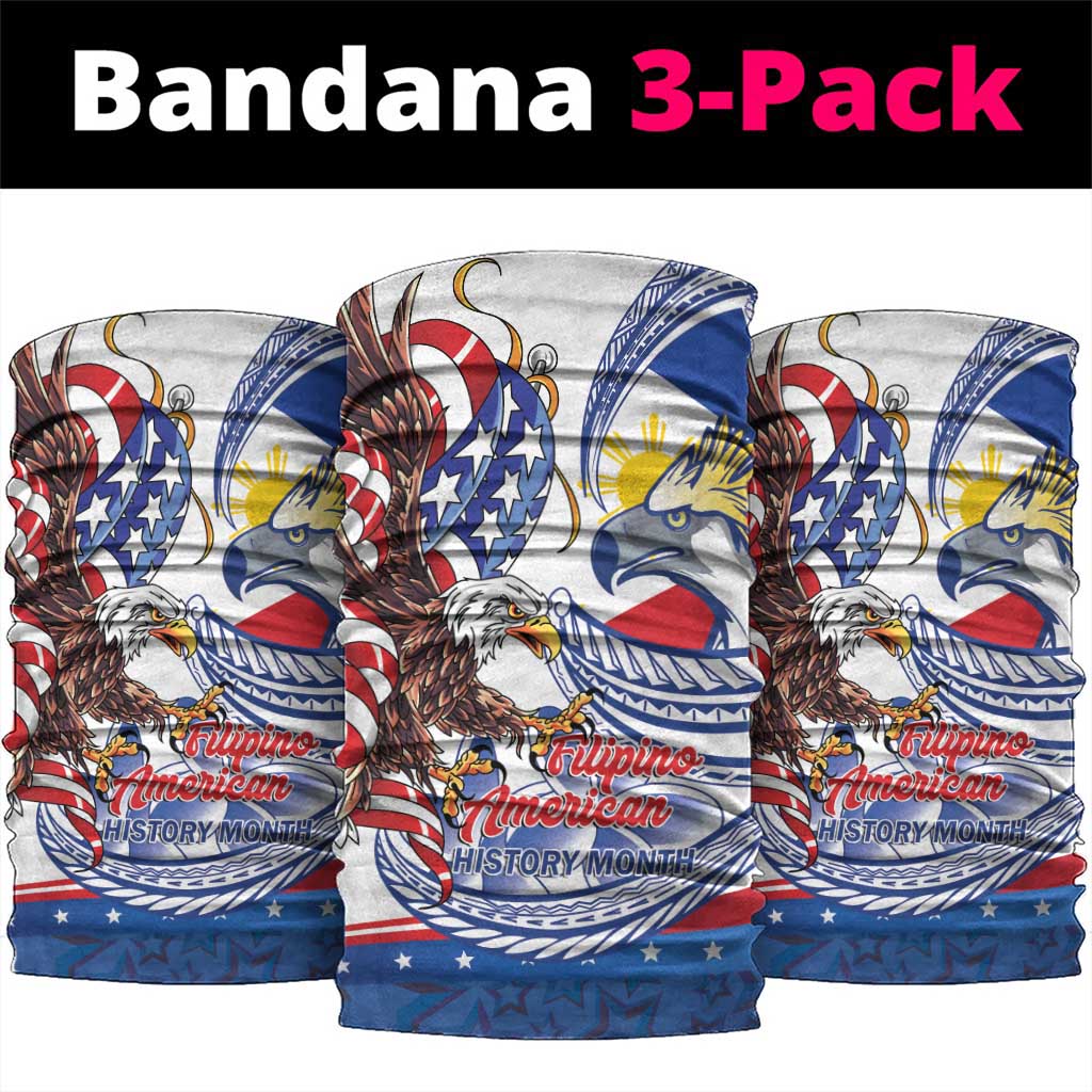 Filipino American History Month Neck Gaiter Philippines Agila USA Eagle Mix Flag LT14 package One Size: 25*50cm Blue - Polynesian Pride