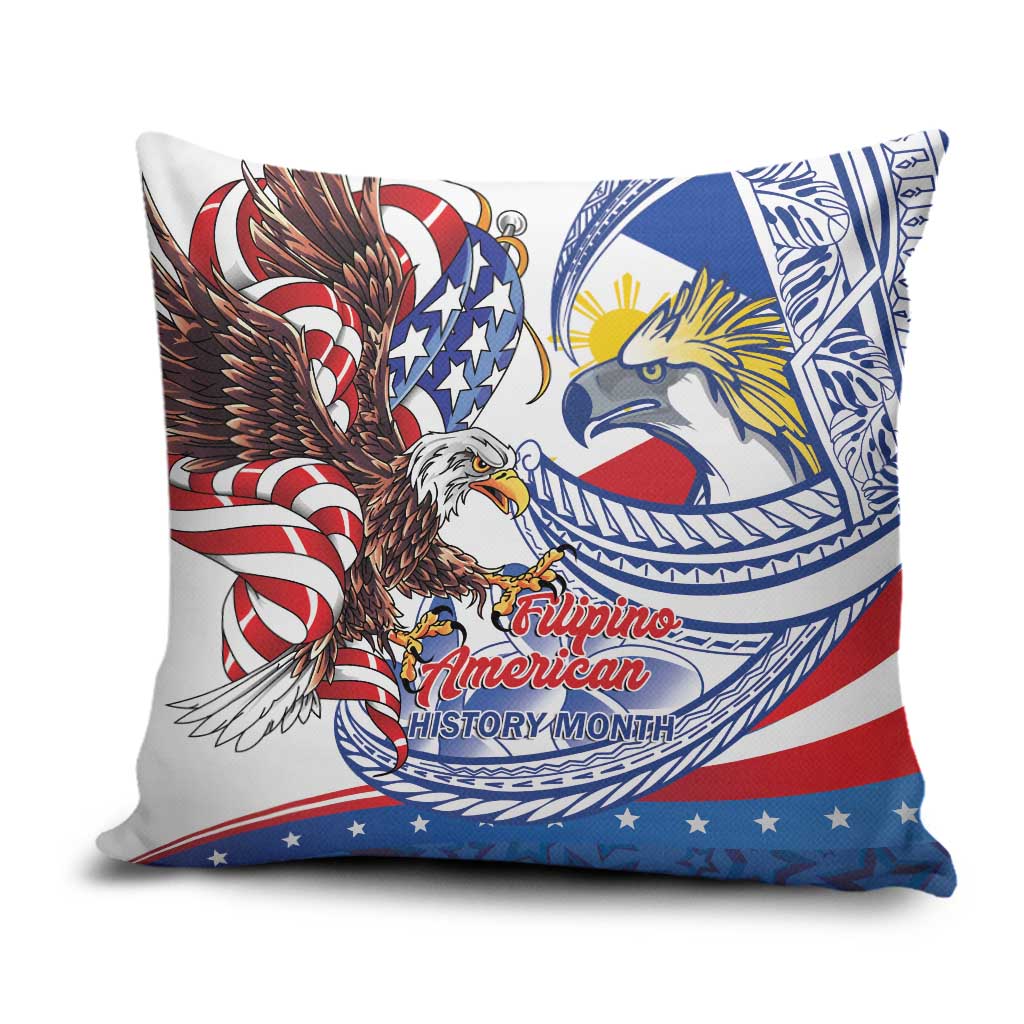 Filipino American History Month Pillow Cover Philippines Agila USA Eagle Mix Flag LT14 Blue - Polynesian Pride
