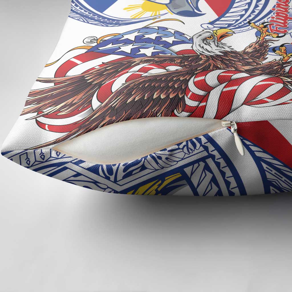 Filipino American History Month Pillow Cover Philippines Agila USA Eagle Mix Flag LT14 - Polynesian Pride
