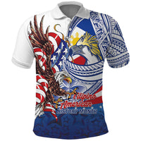 Filipino American History Month Polo Shirt Philippines Agila USA Eagle Mix Flag LT14 Blue - Polynesian Pride