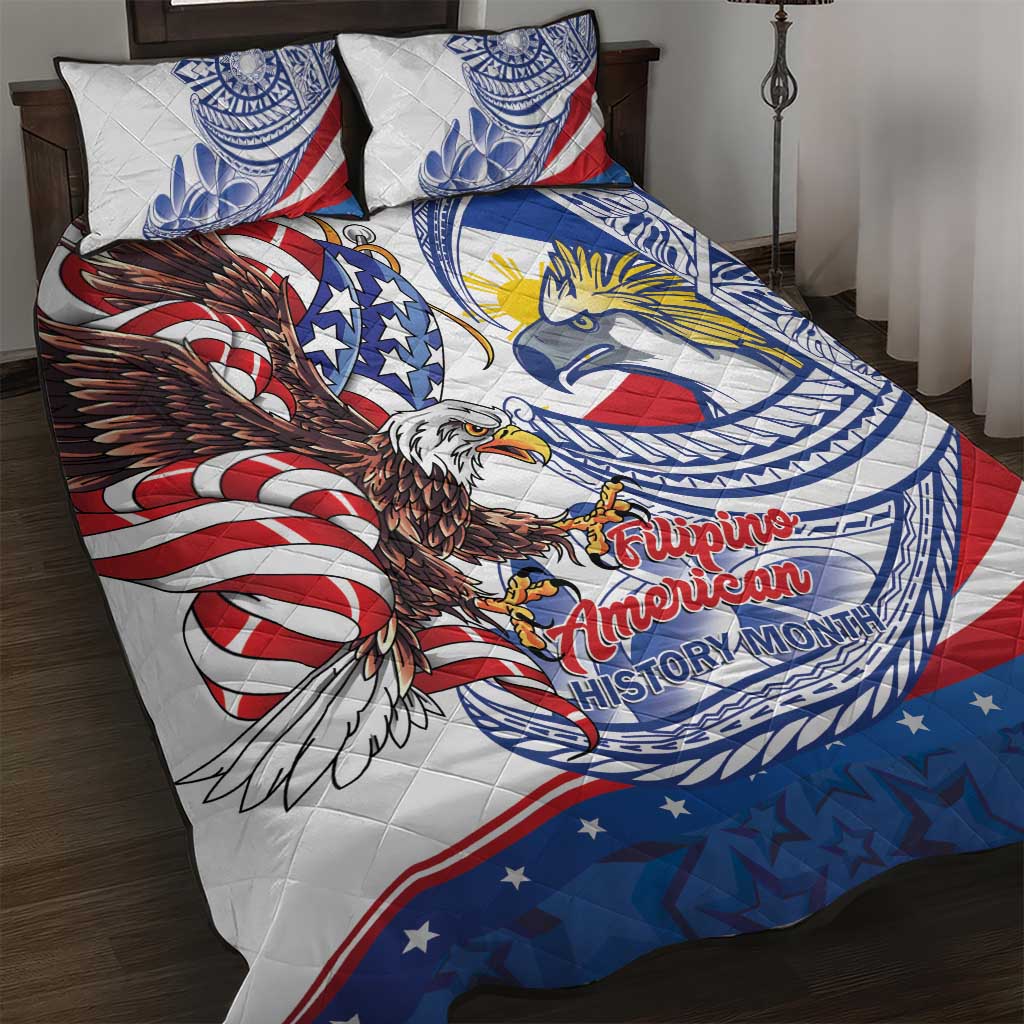 Filipino American History Month Quilt Bed Set Philippines Agila USA Eagle Mix Flag