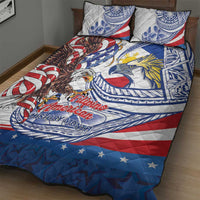 Filipino American History Month Quilt Bed Set Philippines Agila USA Eagle Mix Flag