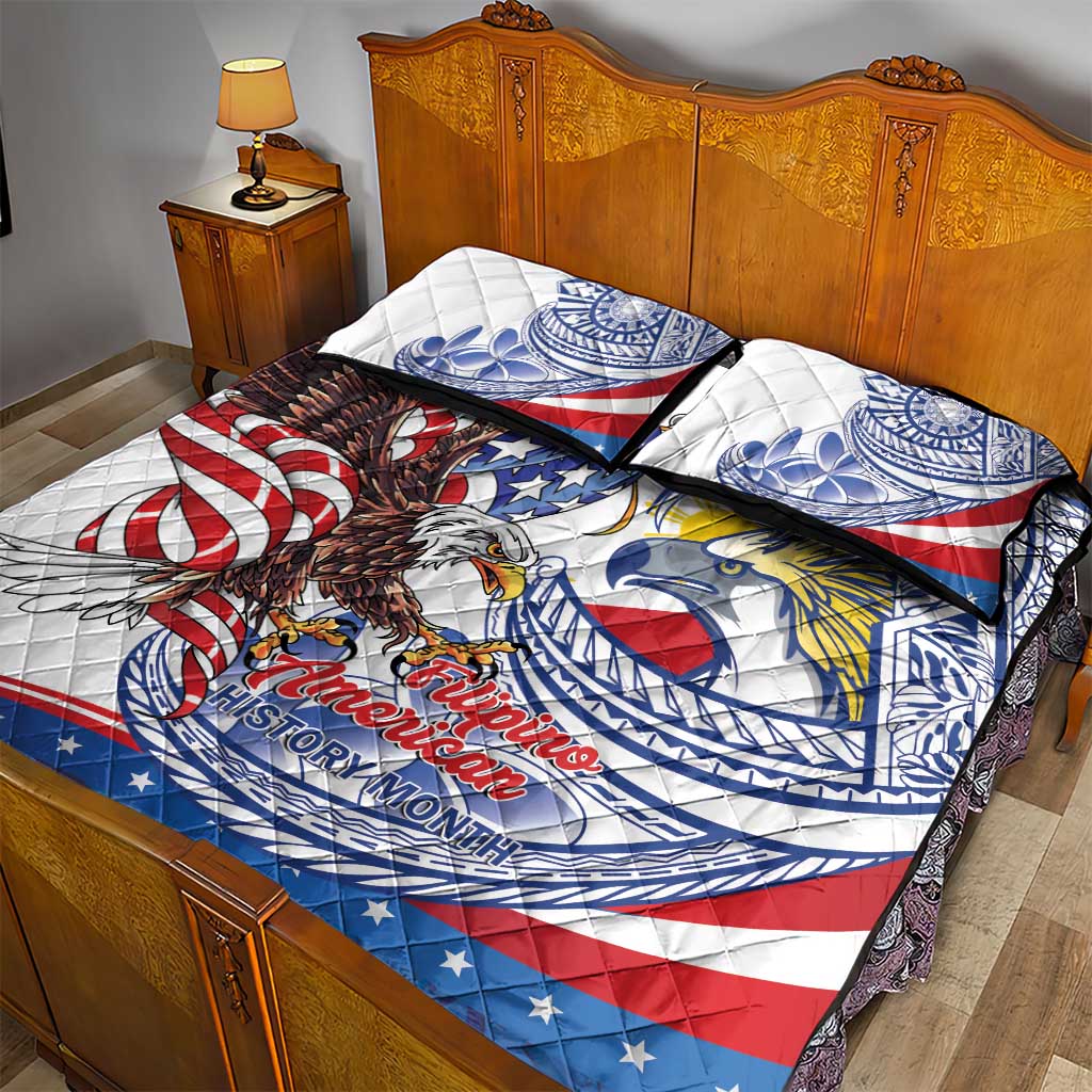 Filipino American History Month Quilt Bed Set Philippines Agila USA Eagle Mix Flag