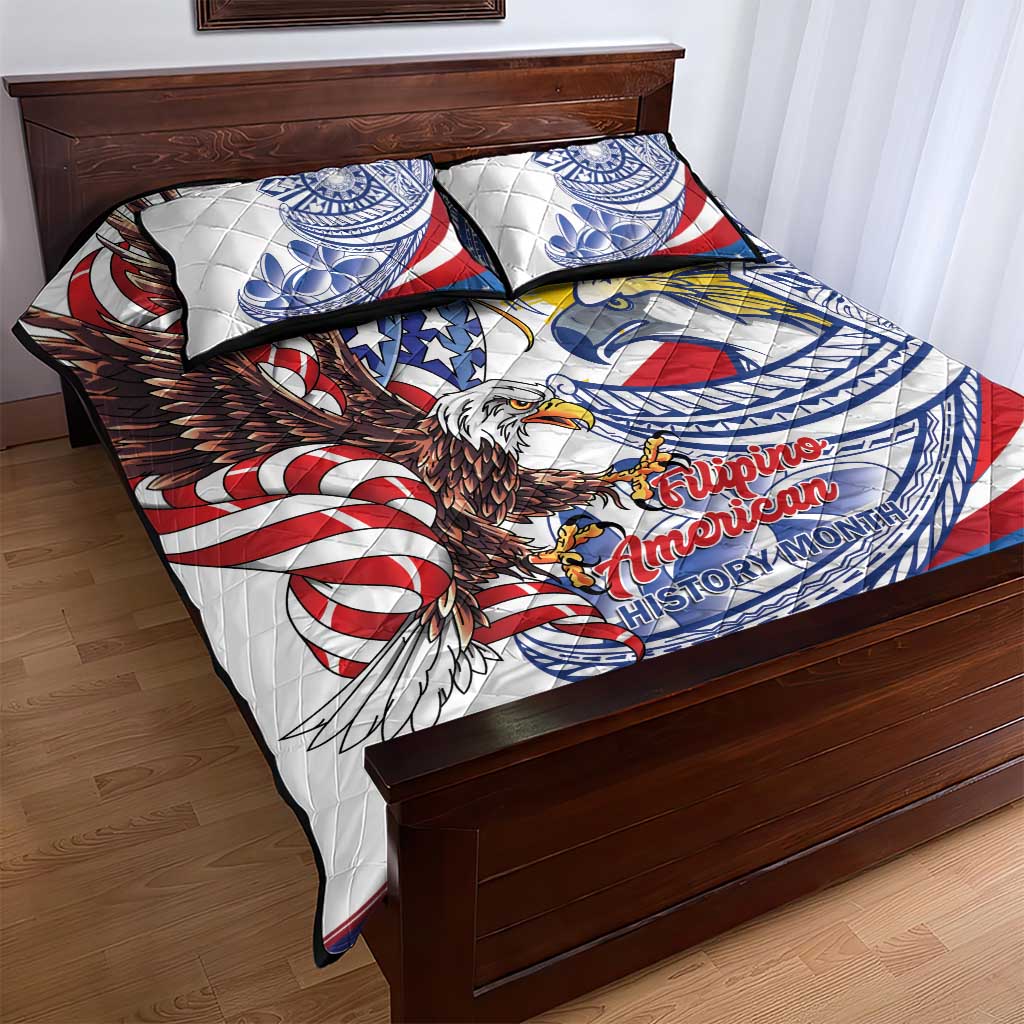 Filipino American History Month Quilt Bed Set Philippines Agila USA Eagle Mix Flag