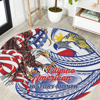 Filipino American History Month Round Carpet Philippines Agila USA Eagle Mix Flag LT14 Blue - Polynesian Pride