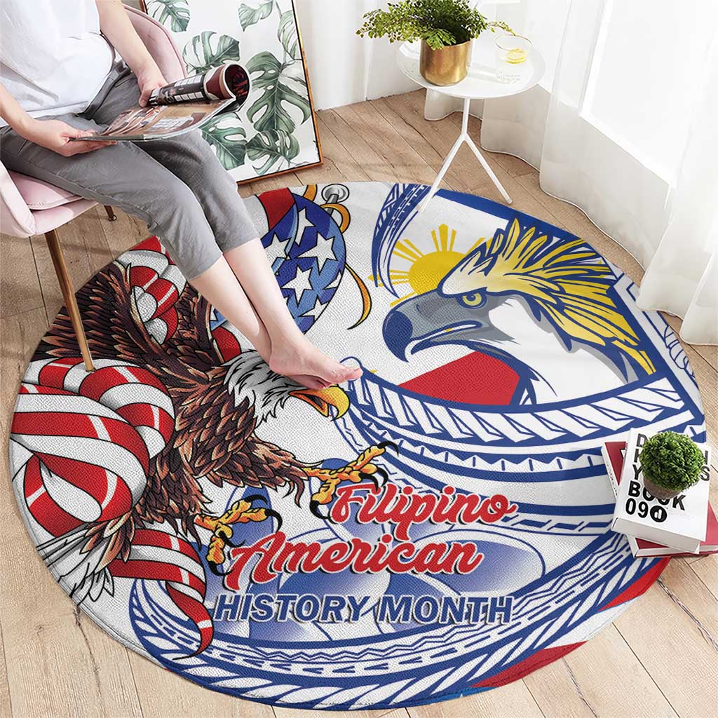 Filipino American History Month Round Carpet Philippines Agila USA Eagle Mix Flag LT14 - Polynesian Pride