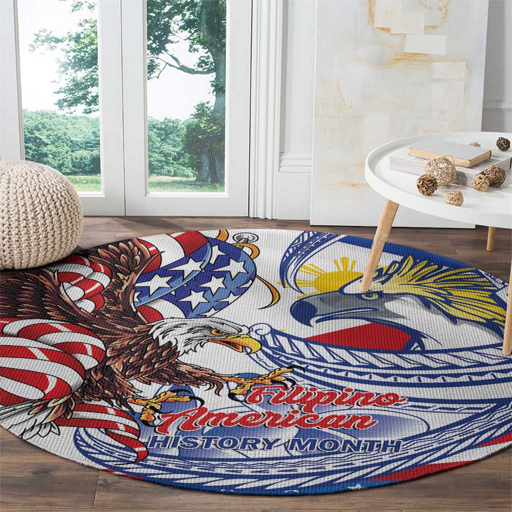 Filipino American History Month Round Carpet Philippines Agila USA Eagle Mix Flag LT14 - Polynesian Pride
