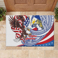 Filipino American History Month Rubber Doormat Philippines Agila USA Eagle Mix Flag LT14 Blue - Polynesian Pride
