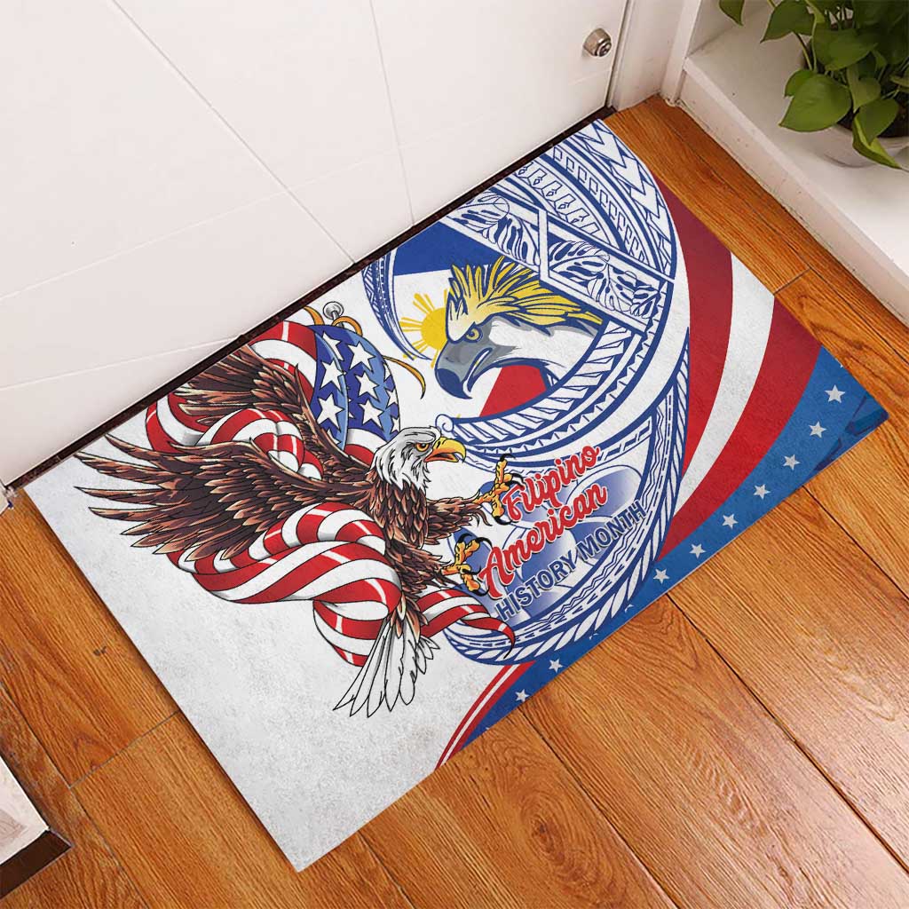 Filipino American History Month Rubber Doormat Philippines Agila USA Eagle Mix Flag LT14 - Polynesian Pride