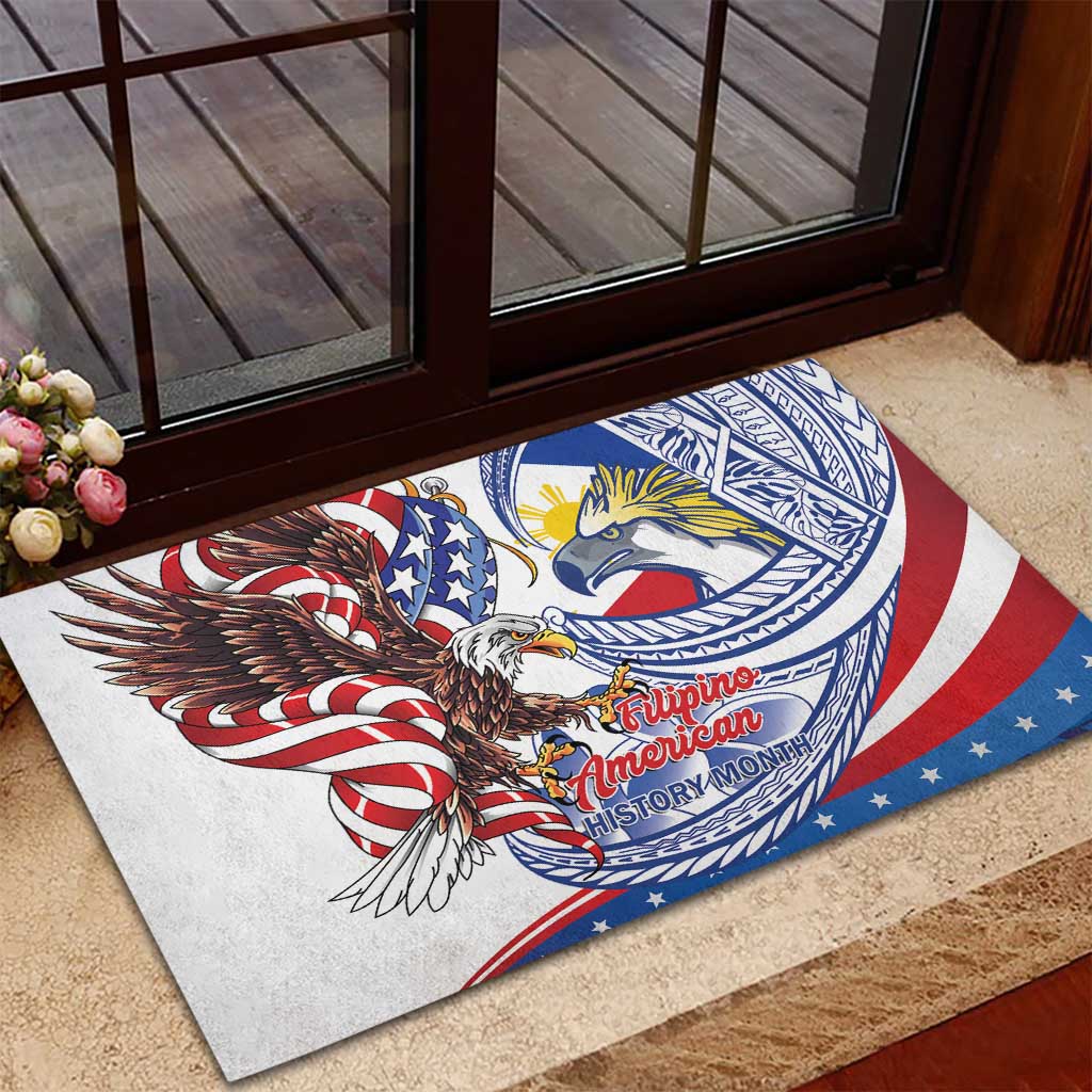 Filipino American History Month Rubber Doormat Philippines Agila USA Eagle Mix Flag LT14 - Polynesian Pride