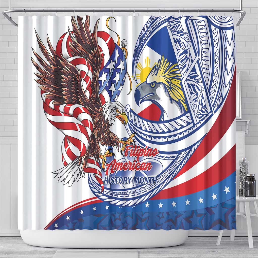 Filipino American History Month Shower Curtain Philippines Agila USA Eagle Mix Flag LT14 - Polynesian Pride