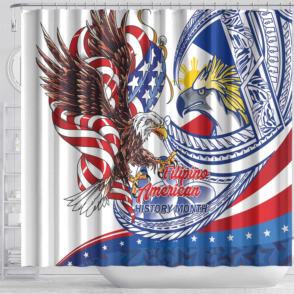 Filipino American History Month Shower Curtain Philippines Agila USA Eagle Mix Flag LT14 - Polynesian Pride