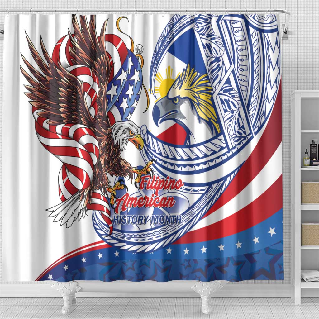 Filipino American History Month Shower Curtain Philippines Agila USA Eagle Mix Flag LT14 - Polynesian Pride