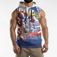 Filipino American History Month Sleeveless Hoodie Philippines Agila USA Eagle Mix Flag LT14 - Polynesian Pride