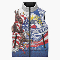 Filipino American History Month Sleeveless Puffer Jacket Philippines Agila USA Eagle Mix Flag LT14 Unisex Blue - Polynesian Pride