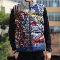 Filipino American History Month Sleeveless Puffer Jacket Philippines Agila USA Eagle Mix Flag LT14 - Polynesian Pride