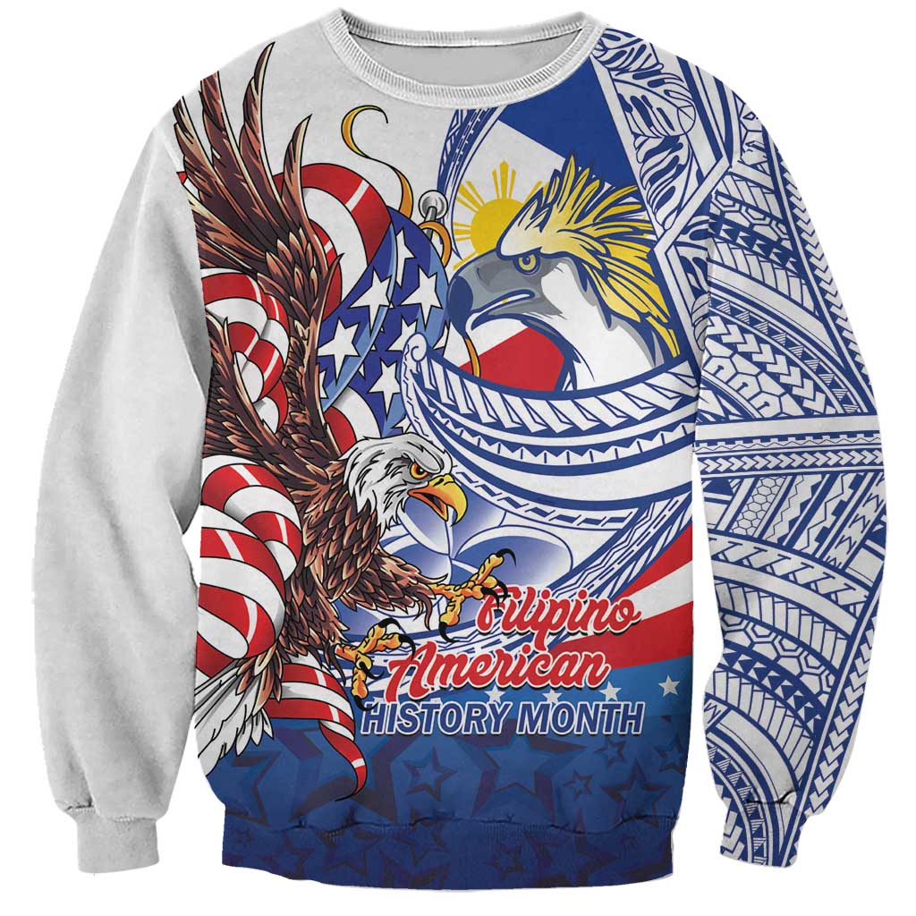 Filipino American History Month Sweatshirt Philippines Agila USA Eagle Mix Flag LT14 Unisex Blue - Polynesian Pride