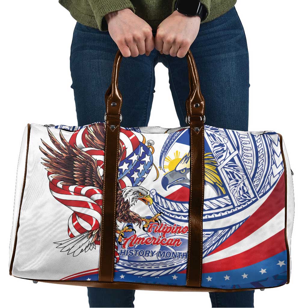 Filipino American History Month Travel Bag Philippines Agila USA Eagle Mix Flag LT14 Blue - Polynesian Pride