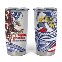 Filipino American History Month Tumbler Cup Philippines Agila USA Eagle Mix Flag LT14 Blue - Polynesian Pride