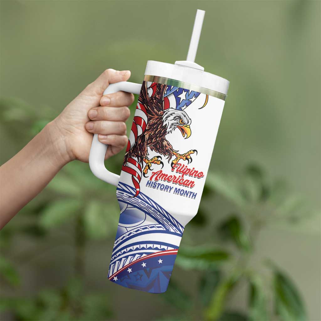 Filipino American History Month Tumbler With Handle Philippines Agila USA Eagle Mix Flag LT14 - Polynesian Pride