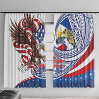 Filipino American History Month Window Curtain Philippines Agila USA Eagle Mix Flag LT14 With Hooks Blue - Polynesian Pride